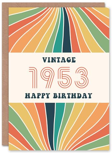 Artery8 Vintage Retro Him Her Rainbow Born 1953 Aged 72 Years Old 72nd Birthday Card Mum Dad Gran Grandad