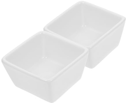 ASAKKURA 2pcs White Sugar Bowl Ceramic Food Holder Set Small Candy Boxes Cube Candy Containers Easy to Clean Geometric Design Families Hotels