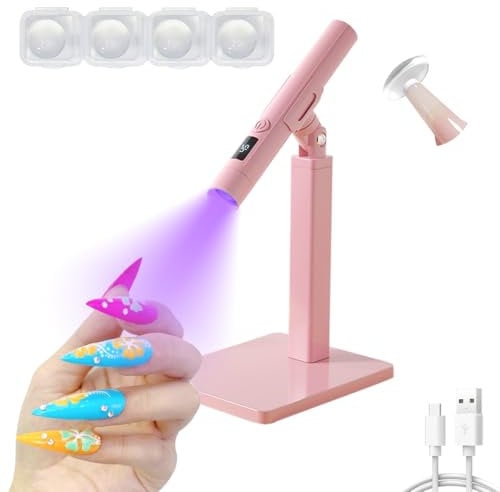 Handheld UV Light for Nails,Rechargeable Portable UV Nail Lamp,Mini Nail Dryer LED Light with 2-Timer Modes and Magnetic Stand,Fast Curing, Suitable for Home DIY Manicure