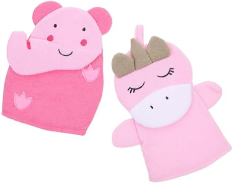 NIYANGLE 2stücke Cartoon Für Junge Mädchen Wiederverwendbare Peelinghandschuhe Zum Hautpeeling Für Badewanne Duschen Und Hautpflege Elefant Einhorn