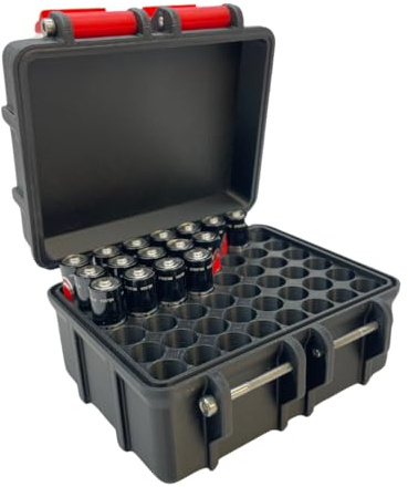 AAA Battery Storage Case Holder Lockable Secure Caddy For 48 Batteries (AAA Holds 48)
