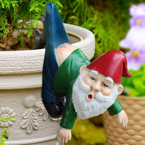 shallyong Lustig Gartenzwerge, Wichtel Gartendeko für Draußen, Hängend Zwerg Gartenfiguren, Wichtel Gartenfigur, Gartenzwerge Gartendeko Statuen, Zwerg Blumentopf Hänger Figur, Gartenwichte Hänger