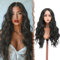 FESHFEN Lace Front Perücke – Lange Lockige Gewellte Kunsthaar Perücken mit 34x11x3 cm HD Lace Perücke für Frauen, Dunkelbraun 70 cm
