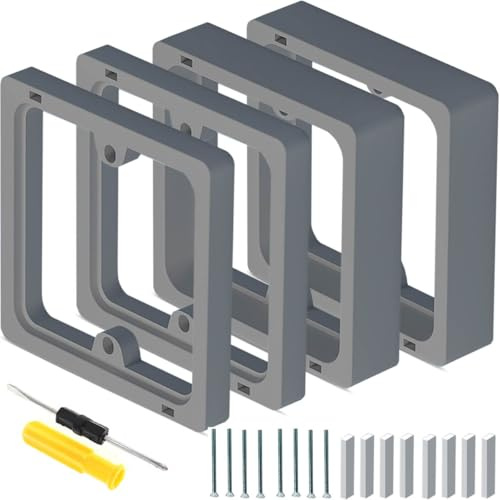 Acmerota 30mm Square Spacer Single Socket Spacer (20mm+10mm) Stackable Wall Box Extender Socket Back Box Extender, 2 Set Grey Light Switch Surround for Plug Sockets Light Switches