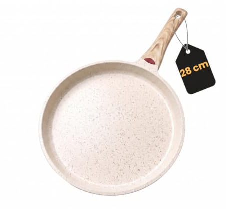 Venteo - Poêle à crepe | Poêle induction et autres feux | témoin de chauffe sur l'accessoire de cuisine | crêpière induction grand format 28cm | poêle sans pfoa et sans ptfe
