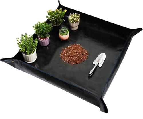 UALXPAO Pflanzmatte für den Garten Riesiger Blumentopf, Schwarze Transplantationsmatte, 100 cm, 150, 200, 300, 400, Faltbare Garten-Pflanzmatte, wasserdicht, auslaufsicher(100cm-300cm)