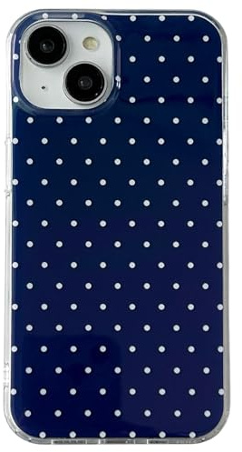 QLTYPRI for iPhone 15 Plus/14 Plus Case Cute Polka Dot Case, Navy Blue | Polka Dot Aesthetic Phone Case for Girls Women, Raised Camera Protection, Durable TPU Slim Shockproof Protective Phone Cover