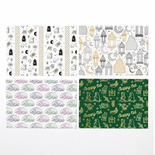 Bubaxuce 8pcs Eid Mubarak Geschenkpapier Ramadan Kareem Geschenkverpackung Mit Moschee Laterne Und Kamel Motiven Für Islamische Feiertage Und Partydekoration 50 X 70 Cm