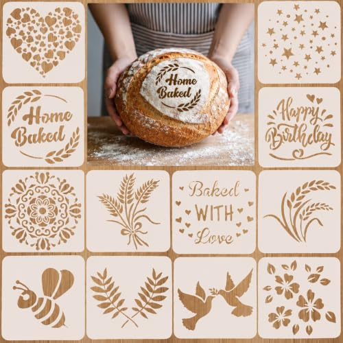 12PCS Tortenschablone Set Für Brot, Kuchen Und Gebäck Dekoration | Mit Torten Schablonen Für Mehlmuster, Kreative Dekoration Für Torten, Brot, Kekse Und Desserts