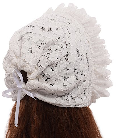 GRACEART Victorian Mob Cap Medieval Maid Bonnet Hat Women Girls Costume Accessory for Fancy Dress (99.99% Cotton)