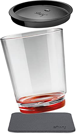 silwy® Magnetic drinkware, Bicchiere Magnetico di plastica Antiscivolo, infrangibili con Magnete Integrato con Coperchio e sottobicchieri Metallici, Campeggio, Barca, Bambini - Ready Red