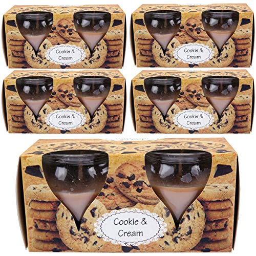 HS Candle Duftkerzen Creation 10er Pack im Glas, lange Brenndauer und angenehmer Duft (Cookie-Cream)