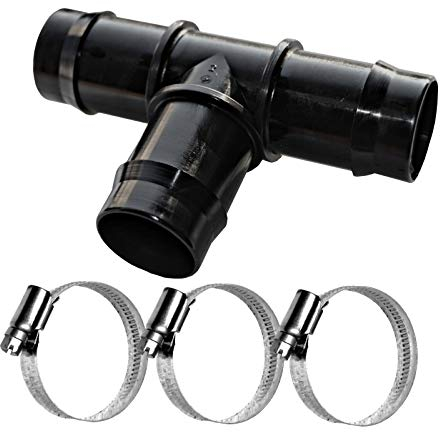 TS-TRADES T-Stück Ø 32mm Schlauchverbinder Schlauchtülle für Schlauch Ø 32mm inkl. 3 Edelstahl (W4) Schlauchschellen - geeignet für Pool, Haus, Teich, Garten, Schwimmbad etc