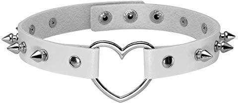 MILAKOO Punk Style Liebesherz PU Leder Kragen Weiß Choker Halskette