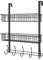 LUCYCAZ Over The Door Hook Hanger, Over Door Hanger with 5 Hooks and 2 Mesh Deep Basket, Over Door Storage Organiser Rack for Bathroom Kitchen Bedroom Hanging Towel Clothes (Black)
