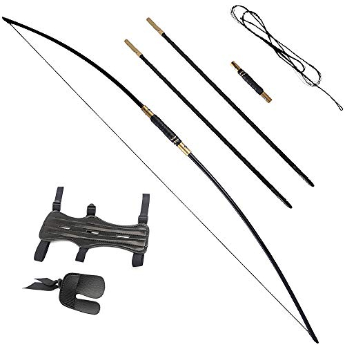 ZSHJGJR Traditioneller Langbogen Handgefertigt Recurvebogen Takedown Jagd Bogen 25-70lbs Bogenschießen Reiterbogen Sportbogen Erwachsene Holzbogen zum Jagen und Schießen (25lbs)