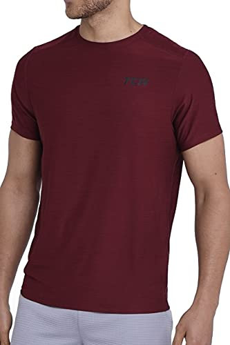 TCA Herren Galaxy Kurzarm Fitness Lauf Shirt - Cabernet, XL