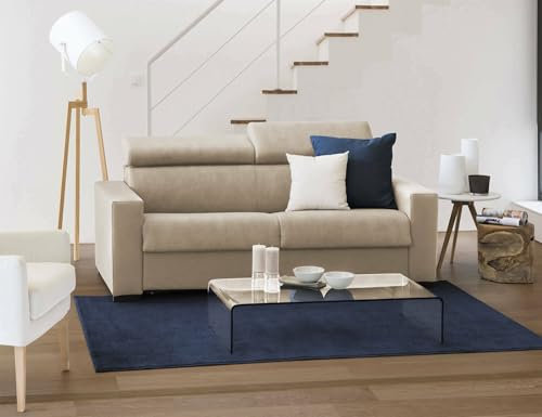 Talamo Italia - 3-Sitzer Schlafsofa Aisha, Wohnzimmersofa mit drehbarer Öffnung, verstellbare Kopfstützen und schmale Armlehnen, 100 % Made in Italy, cm 200x95h85, Beige