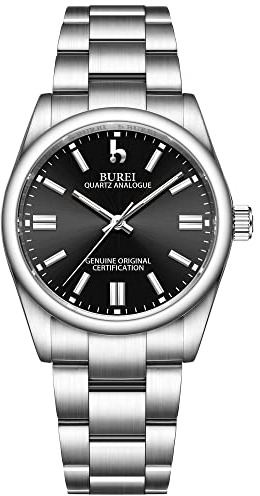 BUREI Mode Damenuhren 36mm Analog Quarz mit Edelstahlarmband für Damen Business wasserdichte Armbanduhr Geschenke für Frauen