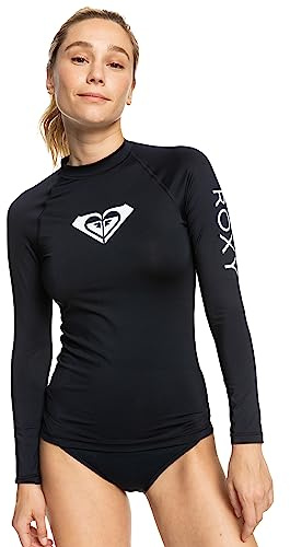 Roxy Women's Long Sleeve Compression Fit Rashguard, UPF 50+, Quick Dry, Recycled Swim Shirt, Anthracite, Medium