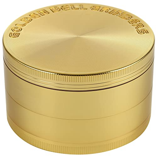 Golden Bell 3 inch Grinder 4 Layers Spice Grinder Zinc Alloy Grinder - Gold