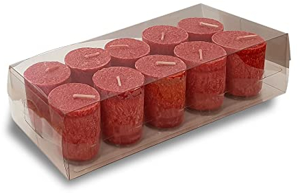 ONE GOODLIFE | Duftkerzen Geschenkset - Kerzen Set als Geschenk | 10 Stück Wachskerzen aus Stearin - Farbe Hell-Rot| Aroma-Kerzen zu Weihnachten oder für die Aromatherapie | (Mandelsblüte)