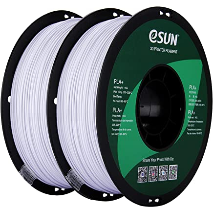 eSUN PLA+ Filament 1.75mm, 3D Drucker Filament PLA Plus, Maßgenauigkeit +/- 0.03mm, 1kg pro Spule, 2 Spulen 3D Druck Filament, Kaltes Weiß