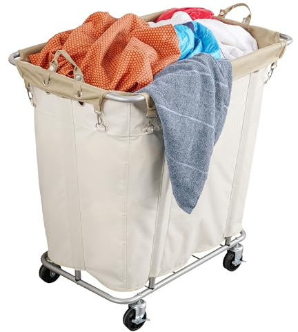 PLKOW 320L Rolling Laundry Cart with Wheels, Beige