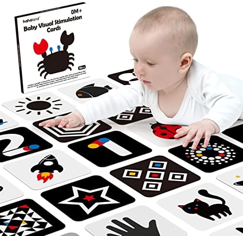 Hahaland Baby Spielzeug 0 6 Monate Kontrastkarten Baby, Kontrastbuch für Neugeborene Babys 0-3-6 Monate Visual Stimulus Lernkarten, Flashcard Kleinkinder Spielzeug Geschenk (20 Stücke)