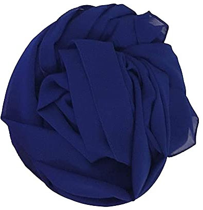 KAV Women Plain Elegant Chiffon Head Scarf Hijab - Silk Changer and Color Turban Light Large Maxi Hair Wrap Cover for Girls - Shawl Head Piece (Royal Blue)