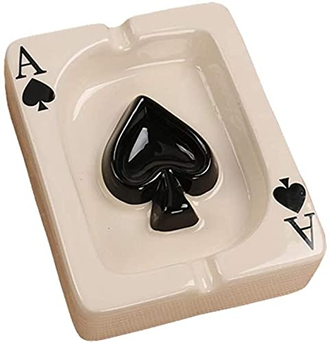 QHLOM Spielkarten-Aschenbecher, Keramik, Kleiner Aschenbecher, quadratisch, mit Karte, kann für Auto, Zuhause, Couchtisch, Dekoration, Ornamente, Aschenbecher verwendet Werden