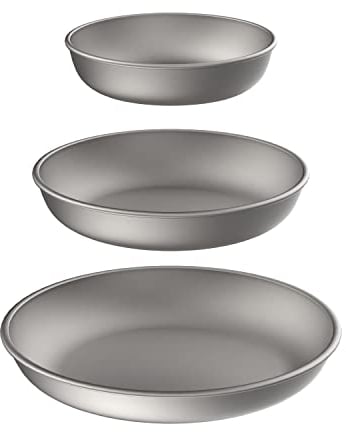 TIANDLIFE Camping Geschirr Teller, Titan Camping Teller Pan Outdoor Camping Pfanne Geschirrset Outdoor Ultraleicht Kochgeschirr Freien Wandern Picknick BBQ