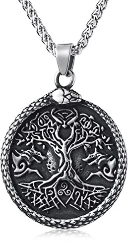 WESTMIAJW Viking Jewellery for Men Norse Tree of Life Amulet Pendant Necklaces Chain Jewellery 60cm