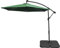 Monster Shop Parasol Déporté Vert Incinable Ombrage de 3M 24 LED Energie Solaire Protection UV Terrasse Patio Cour Piscine Jardin Héxagonale [Base Carrée + Housse Imperméable INCLUSE]