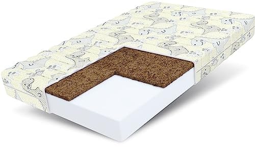 FDM Calm Matratze 60x120 cm Kaltschaum Kindermatratze Höhe 10 cm Härtegrad H3 H4 Öko-Tex Allergikergeeignet Bezug Waschbar Kokosfaser-Einlage Matratzenbezug Dino