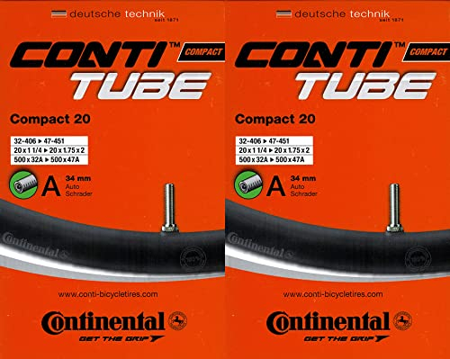 2X Continental Compact 20 Schlauch 20 Zoll AV (32/47-406/451) AV 34mm
