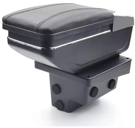 Armlehne Mittelkonsole Mittelarmlehne Auto Organizer Armlehnenbox Kompatibel Mit VW Tiguan 5N 2009-2017 Getränkehalter Becherhalter Aschenbecher 3D Drehbar Leder Schwarz Autohobby