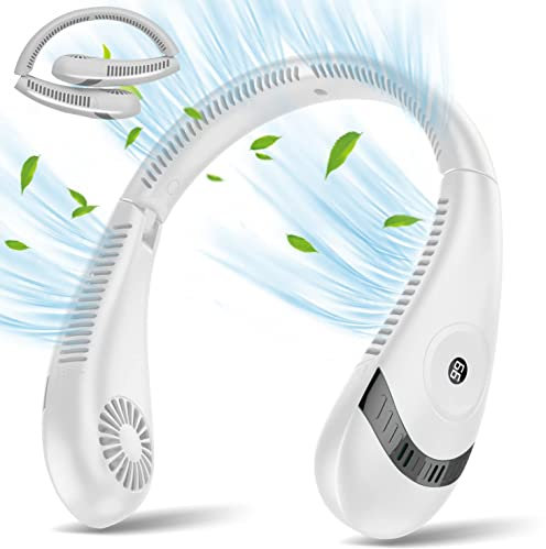 CUIFULI Portable Neck Fan Rechargeable, 5000mAh Battery Face Fan, Foldable Mini Fan Bladeless Neck Fan with 360° Airflow, Personal Fan for Outdoor and Indoor, 3 Speeds Adjustment, nexk fan neckfan