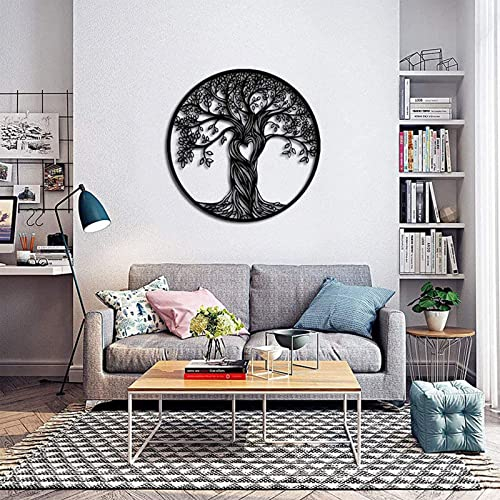LIKEUDO 40 cm Tree of Life Schwarz Metall Baum Des Lebens Deko Wohnzimmer Wanddeko Wandkunst Schlafzimmer Wikinger Lebensbaum