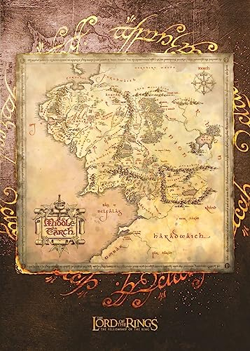 Displate Offiziell Middle Earth MetallPoster Magnetische Befestigung Inklusive Lizenziert Bilder Hochwertiges Poster Middle-Earth Maps - LOTR Middle-Earth Map 45 cm x 32 cm