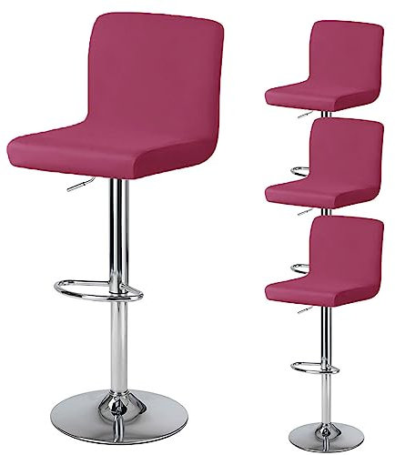 Levoberg Bezug für Barhocker, mit Rückenlehne, wasserdicht, Bezug für Esszimmerstühle, drehbar, dehnbar, 4-teilig, Weinrot