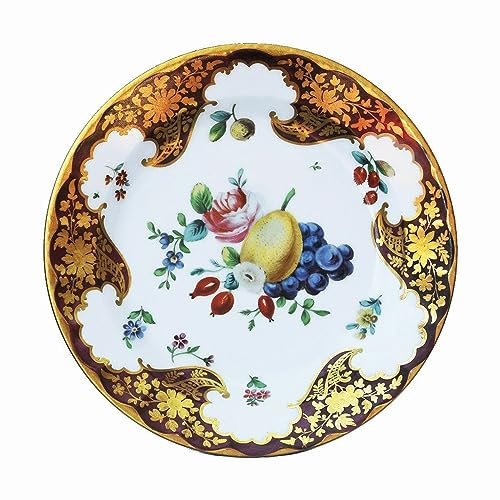 Ashomlean - Worcester Pear & Grapes Plate Plate Painted Tin Enamel Plate - Picnic or Camping