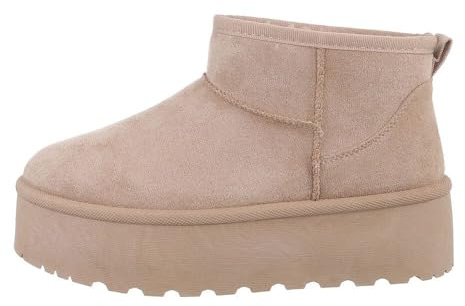 Ital Design Damenschuhe Stiefeletten Plateaustiefeletten, LX23-001-, Textil, Hellbraun, Gr. 38