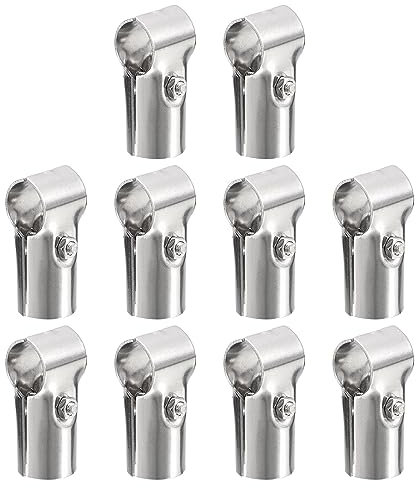QUARKZMAN Connettore per Tubo Raccordi Strutturale Giunto Morsetti 180 Gradi 2 Vie, 10 Set Inossidabile Acciaio Morsetti Binari Terminali Montaggio Angolare per Tubo OD 1 (25mm) Argento