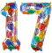 Ponmoo 40 inches Foil Balloons Numbers 17/71 Multicolour (101cm), Inflatable Helium or Air, Giant Balloon Number 0-9, 10-29, 30-100, Grand Balloons for Anniversary Wedding Birthday Party Decoration