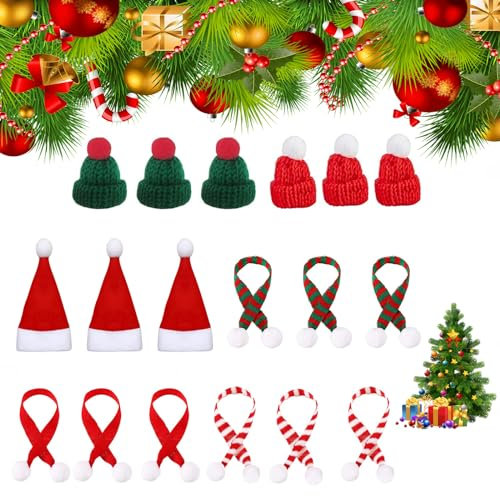 FCSNJH 18-Stück Mützen Zum Basteln, Für Sorgenwürmchen, Weihnachtsmütze, Marshmallow, Zylinder Hut, Weihnachtsmützen, Sorgenwürmchen Zubehör