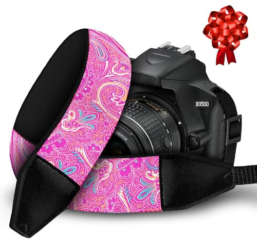 Art Tribute Camera Strap for All DSLR and Mirrorless Cameras Including Binoculars. Embroidered White Woven Universal Neck & Shoulder Strap, Floral Pattern, Great Gift for Men & Women Photographers