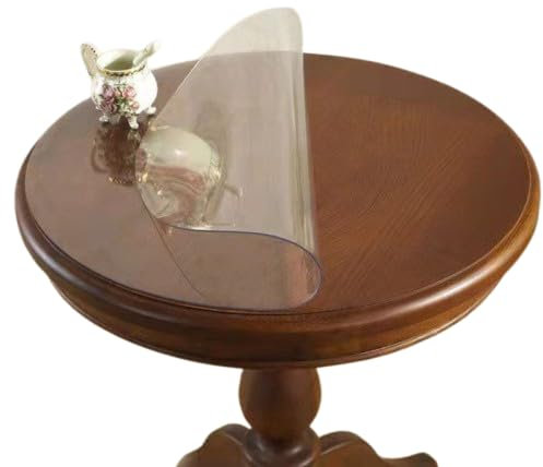 Nappe en PVC résistant à l'huile et à la chaleur, tapis de protection transparent de forme ronde pour table en bois et verre, 60 cm de diamètre