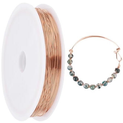 SUNNYCLUE 60M Copper Bead Wires 0.4mm 26 Gauge Copper Wires Copper Jewellery Wire Rose Gold Craft Wire Tarnish Resistant Copper Craft Beading Wire for Jewellery Making Sculpting Wire Wrapping Garden