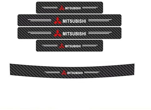 YTHHHN Auto Einstiegsleisten Kohlefaser Aufkleber, Für Mitsubishi Space Star 2019-2023 Auto Türschweller Schutz mit Badge, Stoßstangenschut, Selbstklebend Lackschutzfolie